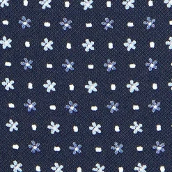 E.Marinella Ascot|CRAVATTA ASCOT IN SETA BLU SCURO Microfantasia fiore