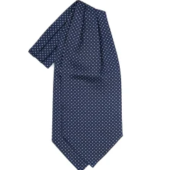 E.Marinella Ascot|CRAVATTA ASCOT IN SETA BLU SCURO Microfantasia fiore
