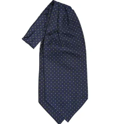 E.Marinella Ascot|CRAVATTA ASCOT IN SETA BLU SCURO Microfantasia fiore
