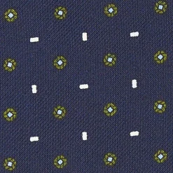 E.Marinella Ascot|CRAVATTA ASCOT IN SETA BLU SCURO Microfantasia fiore
