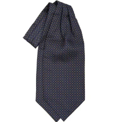 E.Marinella Ascot|CRAVATTA ASCOT IN SETA BLU SCURO Microfantasia fiore
