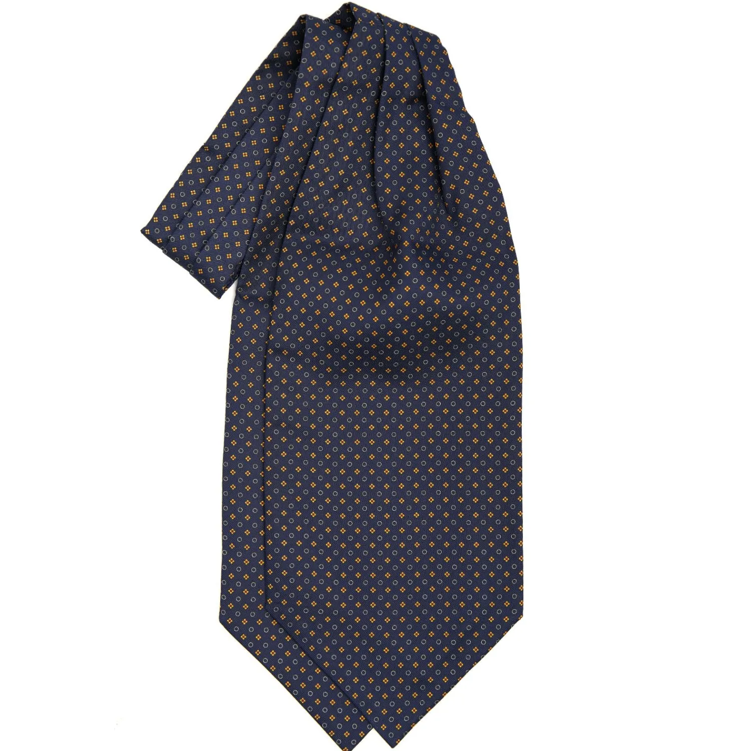 E.Marinella Ascot|CRAVATTA ASCOT IN SETA BLU SCURO Microfantasia fiore