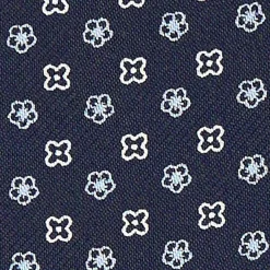 E.Marinella Ascot|CRAVATTA ASCOT IN SETA BLU SCURO Microfantasia fiore
