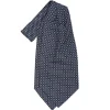 E.Marinella Ascot|CRAVATTA ASCOT IN SETA BLU SCURO Microfantasia fiore