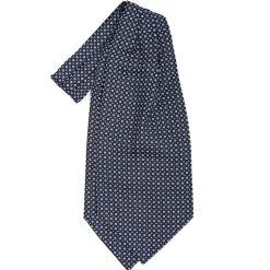 E.Marinella Ascot|CRAVATTA ASCOT IN SETA BLU SCURO Microfantasia fiore