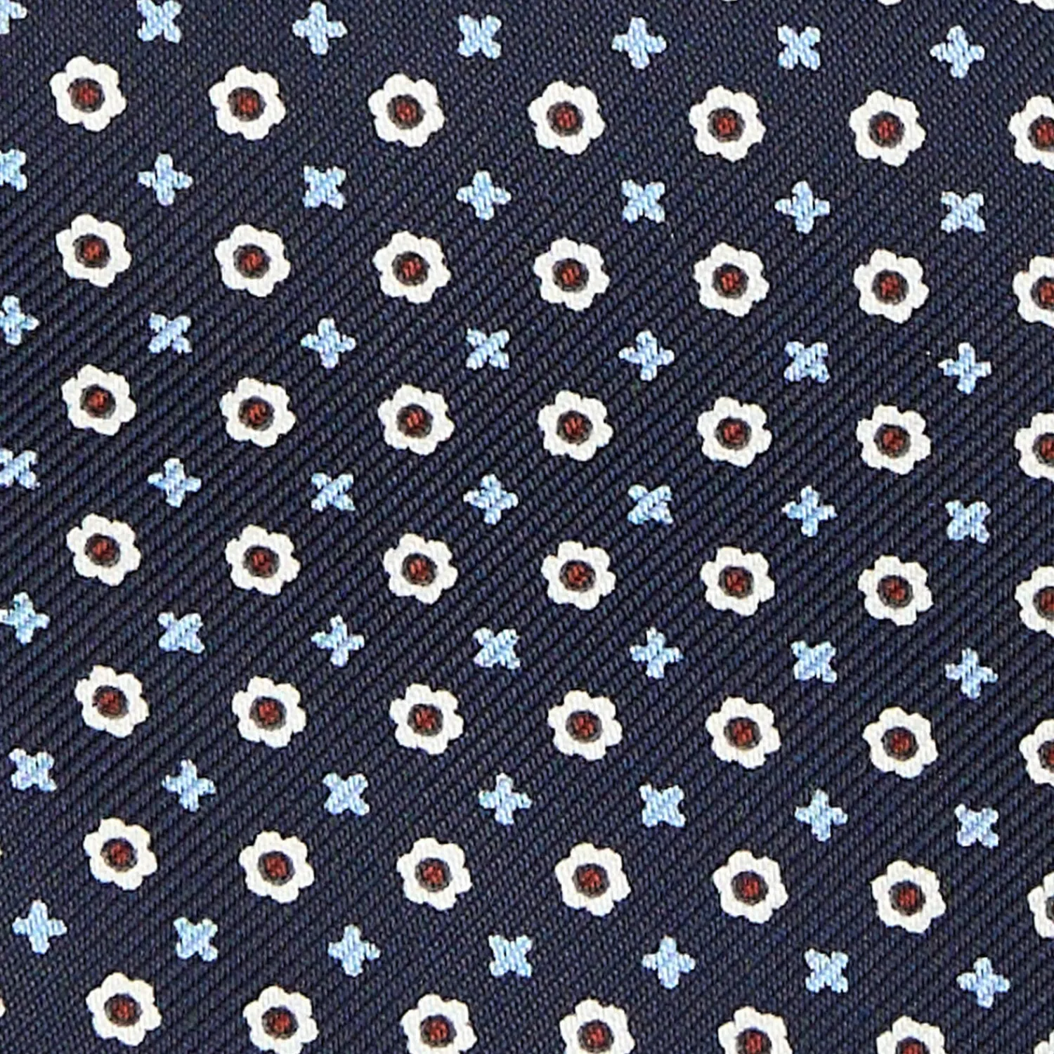E.Marinella Ascot|CRAVATTA ASCOT IN SETA BLU SCURO Microfantasia fiore