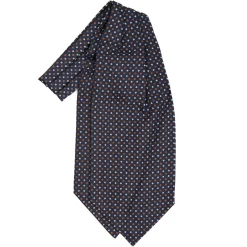 E.Marinella Ascot|CRAVATTA ASCOT IN SETA BLU SCURO Microfantasia fiore
