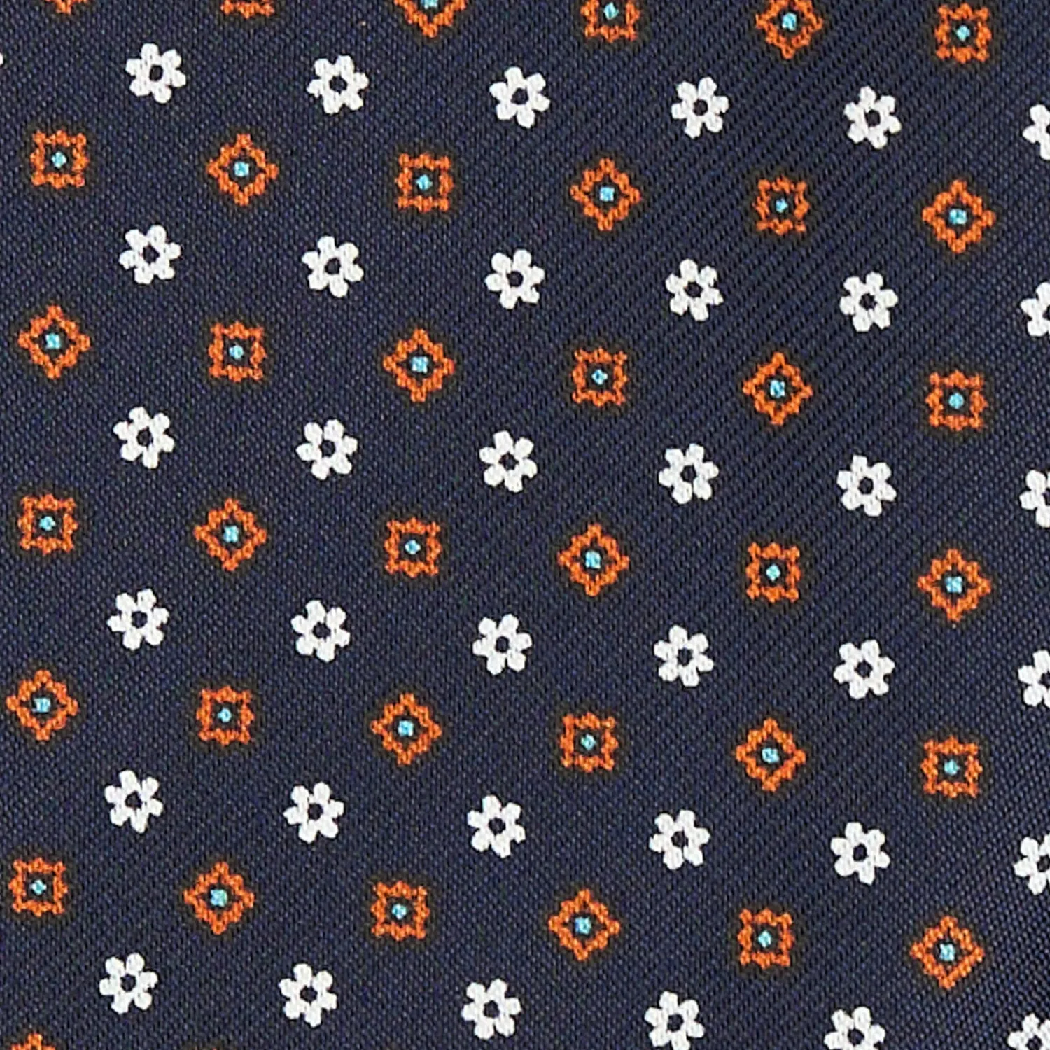 E.Marinella Ascot|CRAVATTA ASCOT IN SETA BLU SCURO Microfantasia fiore