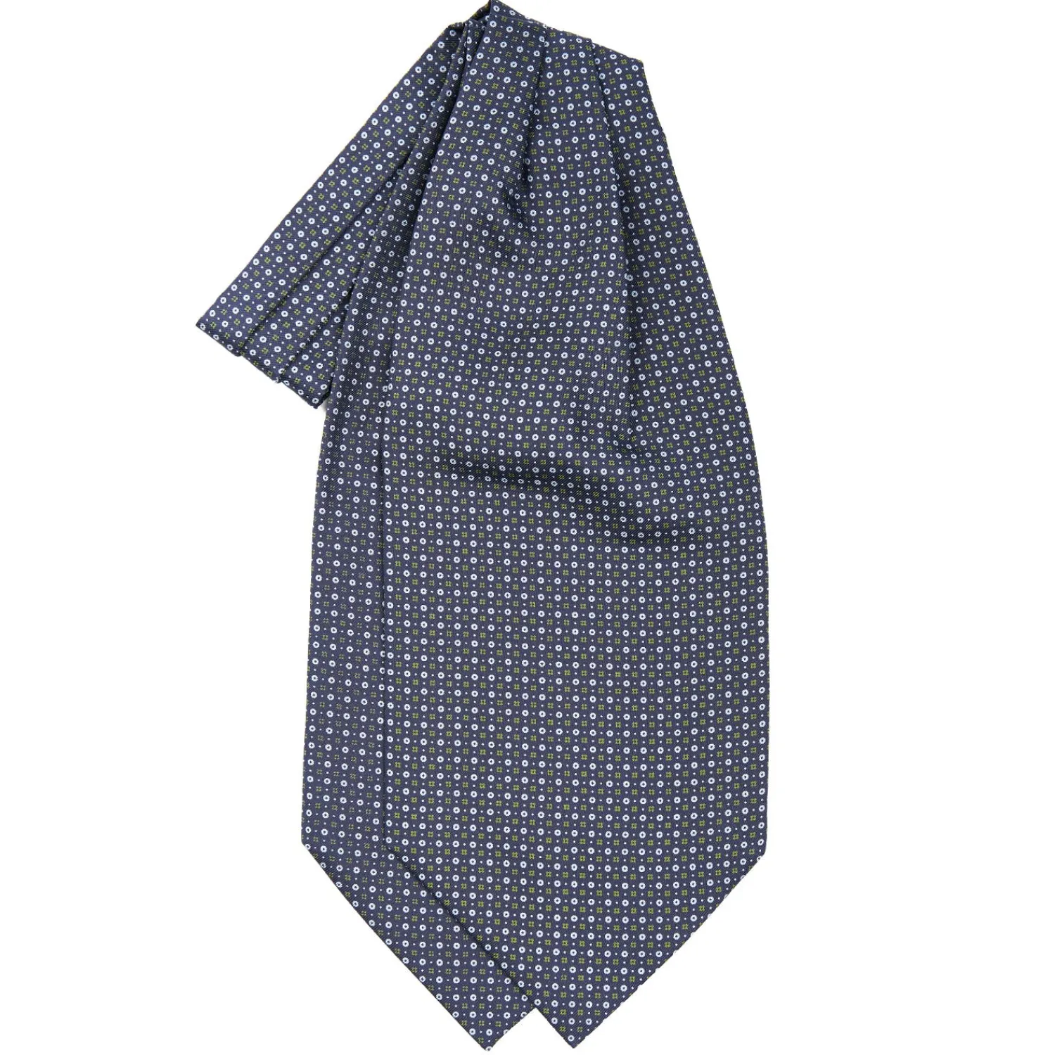 E.Marinella Ascot|CRAVATTA ASCOT IN SETA BLU SCURO Microfantasia fiore