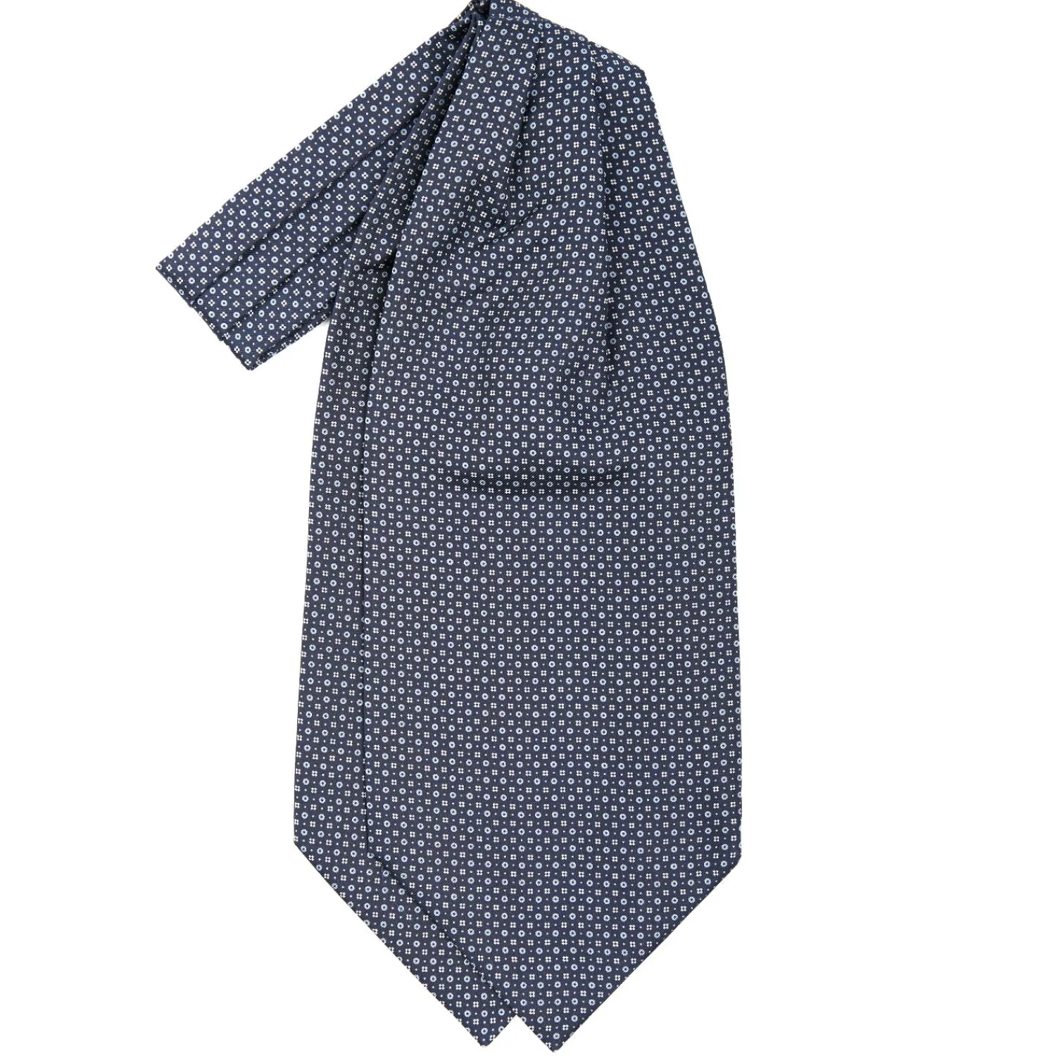 E.Marinella Ascot|CRAVATTA ASCOT IN SETA BLU SCURO Microfantasia fiore