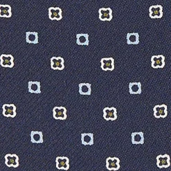 E.Marinella Ascot|CRAVATTA ASCOT IN SETA BLU SCURO Microfantasia fiore