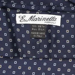 E.Marinella Ascot|CRAVATTA ASCOT IN SETA BLU SCURO Microfantasia fiore