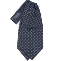 E.Marinella Ascot|CRAVATTA ASCOT IN SETA BLU SCURO Microfantasia fiore