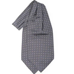 E.Marinella Ascot|CRAVATTA ASCOT IN SETA GRIGIO SCURO Microfantasia fiore