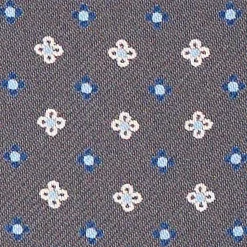 E.Marinella Ascot|CRAVATTA ASCOT IN SETA GRIGIO SCURO Microfantasia fiore