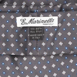 E.Marinella Ascot|CRAVATTA ASCOT IN SETA GRIGIO SCURO Microfantasia fiore