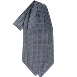 E.Marinella Ascot|CRAVATTA ASCOT IN SETA GRIGIO SCURO Microfantasia fiore