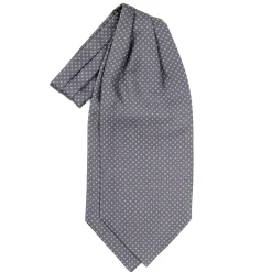 E.Marinella Ascot|CRAVATTA ASCOT IN SETA GRIGIO SCURO Microfantasia fiore