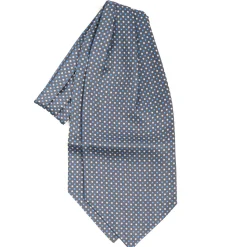 E.Marinella Ascot|CRAVATTA ASCOT IN SETA GRIGIO SCURO Microfantasia fiore
