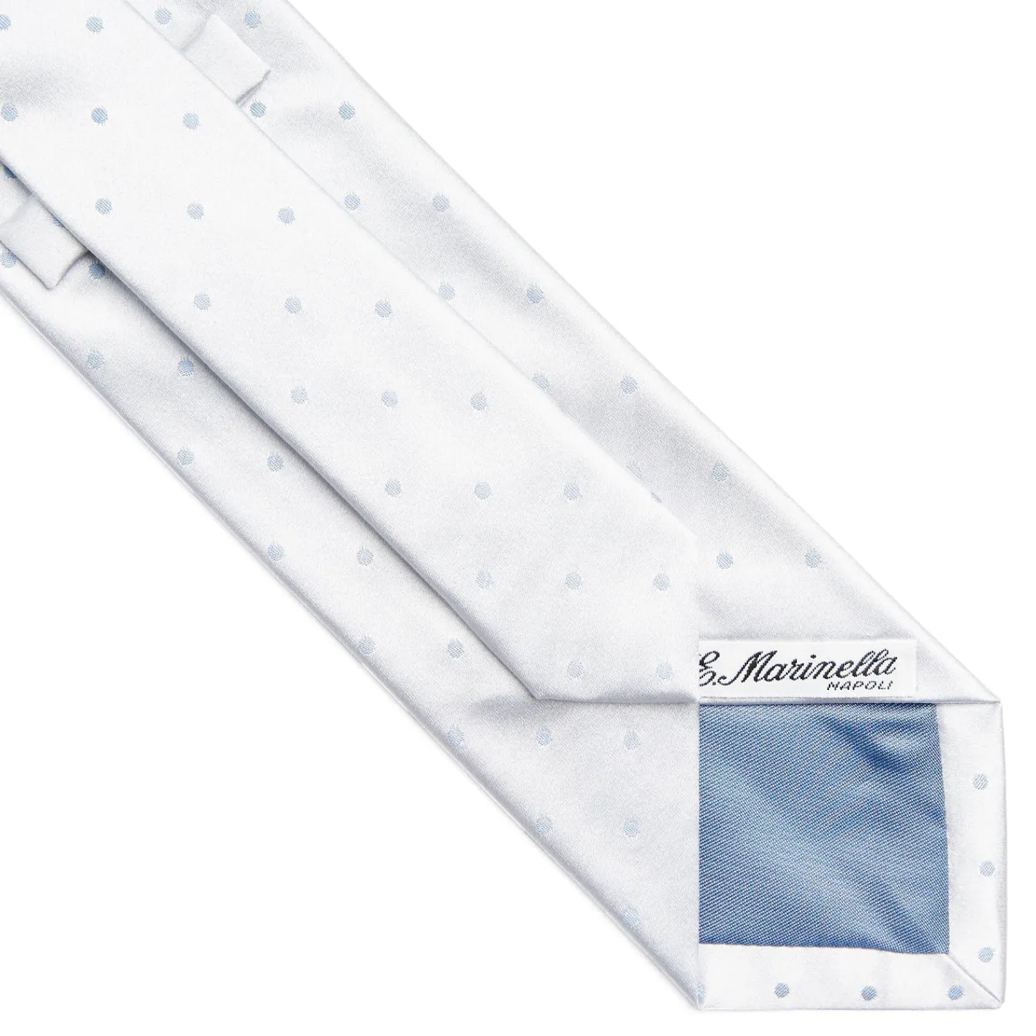 E.Marinella CRAVATTE|Cravatte Pois|CRAVATTA CERIMONIA IN RASO DI SETA AZZURRA Pois