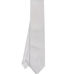 E.Marinella CRAVATTE|Cravatte In Seta Jacquard|CRAVATTA CERIMONIA IN SETA JACQUARD GRIGIO CHIARO Microfantasia geometrica