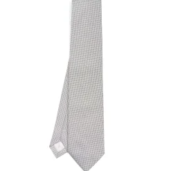 E.Marinella CRAVATTE|Cravatte In Seta Jacquard|CRAVATTA CERIMONIA IN SETA JACQUARD GRIGIO CHIARO Microfantasia geometrica