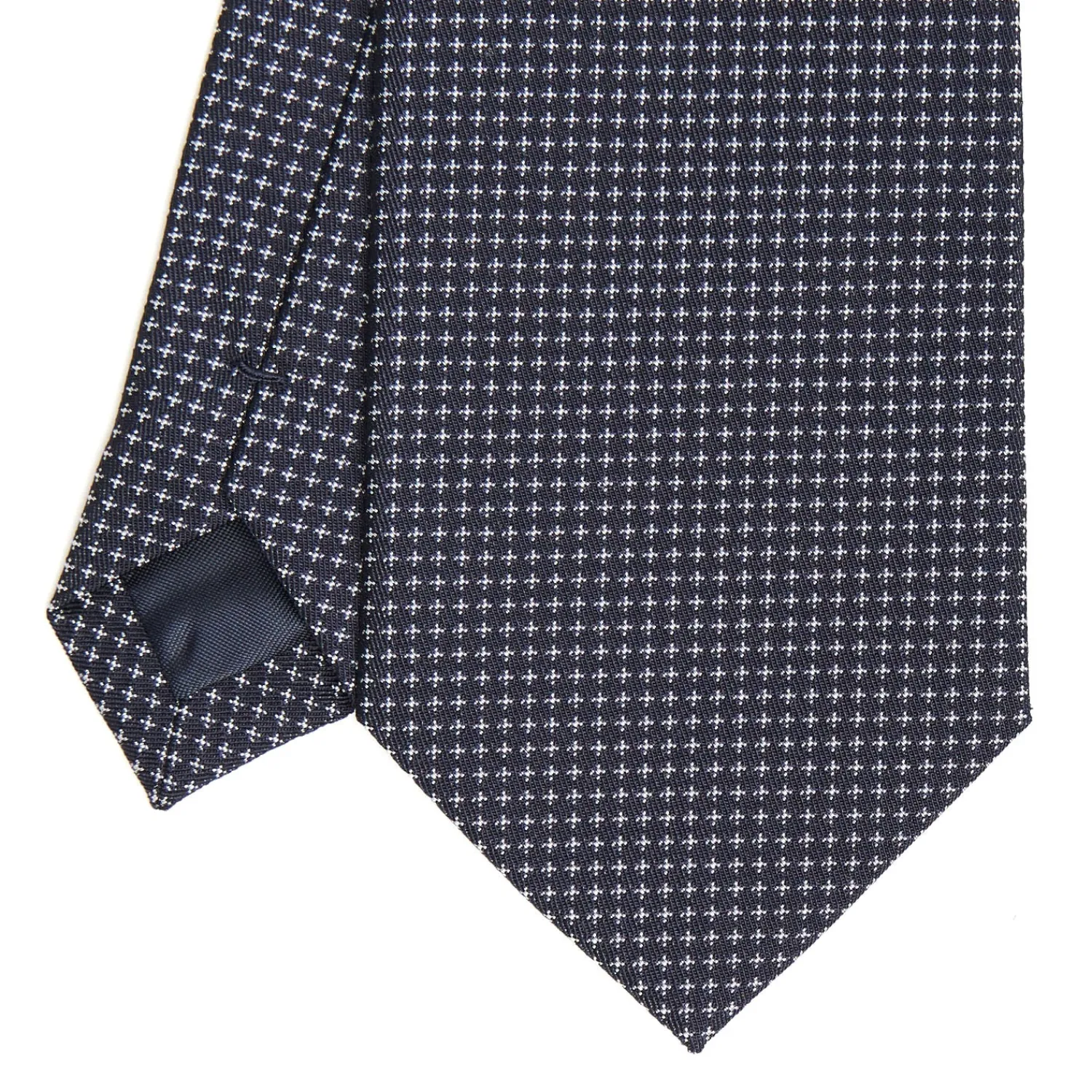 E.Marinella CRAVATTE|Accessori Per Il Padre Degli Sposi|CRAVATTA CERIMONIA IN SETA JACQUARD BLU SCURO Microfanatsia geometrica