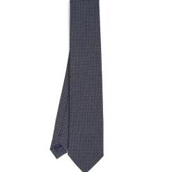 E.Marinella CRAVATTE|Accessori Per Il Padre Degli Sposi|CRAVATTA CERIMONIA IN SETA JACQUARD BLU SCURO Microfanatsia geometrica