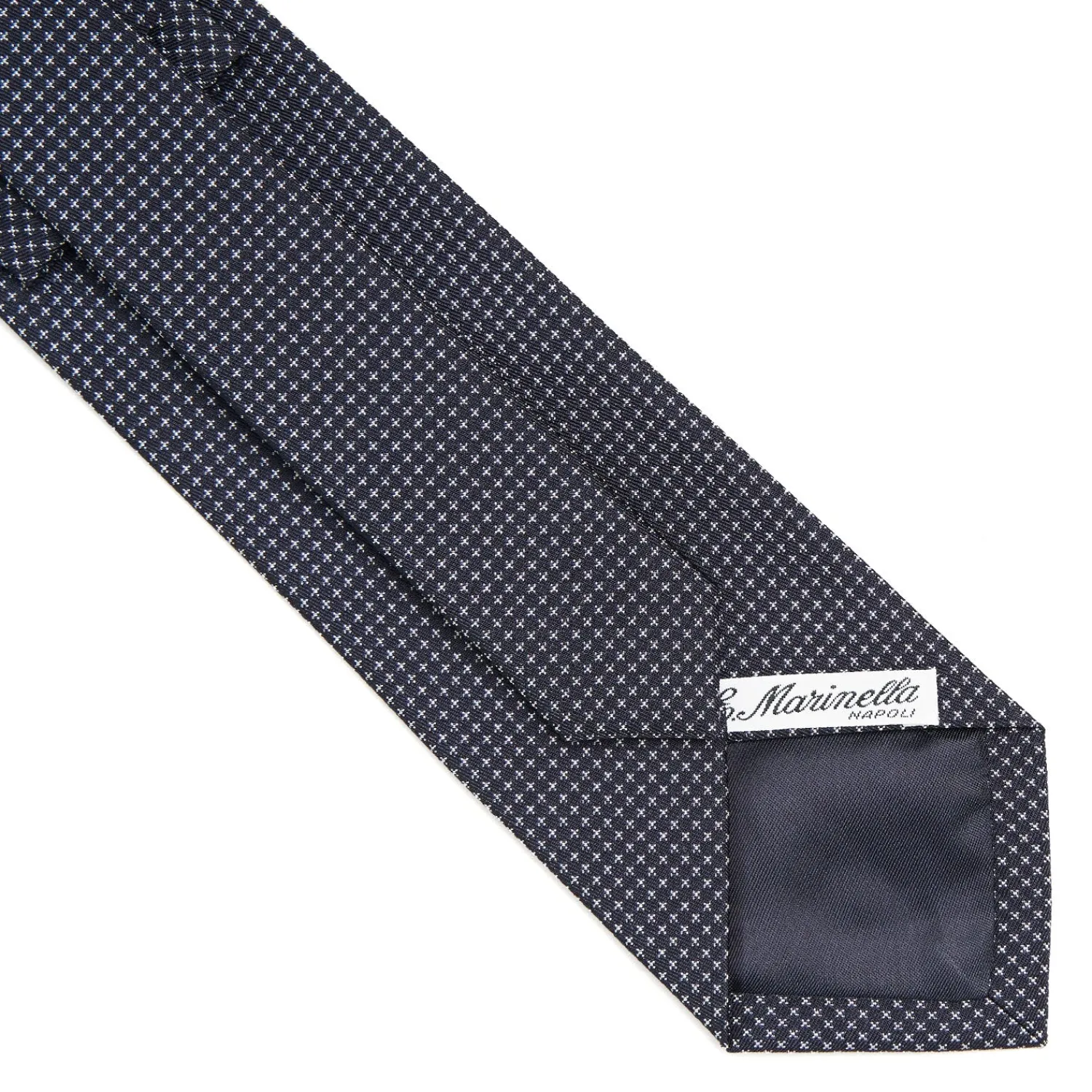 E.Marinella CRAVATTE|Accessori Per Il Padre Degli Sposi|CRAVATTA CERIMONIA IN SETA JACQUARD BLU SCURO Microfanatsia geometrica