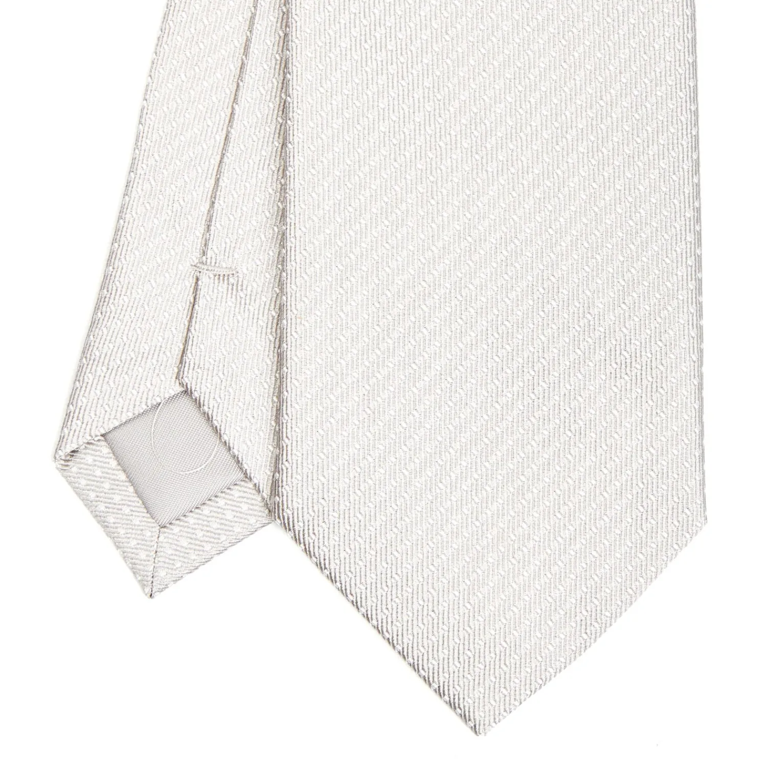E.Marinella CRAVATTE|Cravatte In Seta Jacquard|CRAVATTA CERIMONIA IN SETA JACQUARD GRIGIO CHIARO Microfantasia geometrica