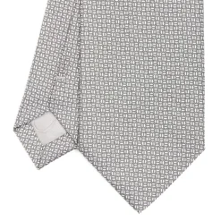 E.Marinella CRAVATTE|Cravatte In Seta Jacquard|CRAVATTA CERIMONIA IN SETA JACQUARD GRIGIO CHIARO Microfantasia geometrica