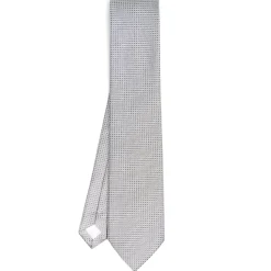 E.Marinella CRAVATTE|CRAVATTA CERIMONIA IN SETA JACQUARD GRIGIO CHIARO Microfantasia geometrica