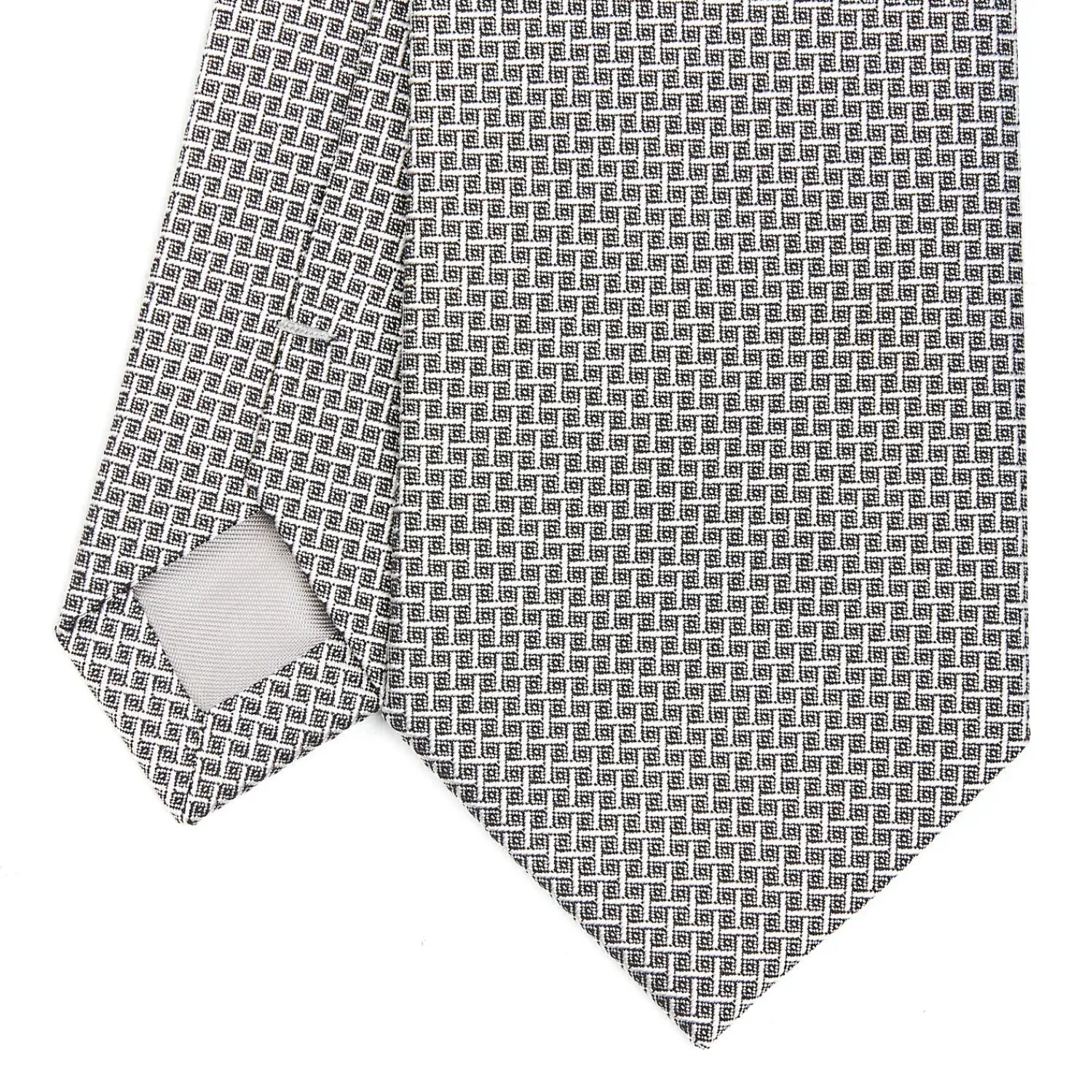 E.Marinella CRAVATTE|Cravatte In Seta Jacquard|CRAVATTA CERIMONIA IN SETA JACQUARD GRIGIO CHIARO Microfantasia geometrica