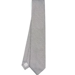 E.Marinella CRAVATTE|Cravatte In Seta Jacquard|CRAVATTA CERIMONIA IN SETA JACQUARD GRIGIO CHIARO Microfantasia geometrica