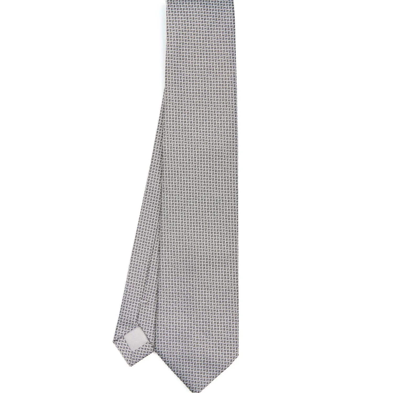 E.Marinella CRAVATTE|Cravatte In Seta Jacquard|CRAVATTA CERIMONIA IN SETA JACQUARD GRIGIO CHIARO Microfantasia geometrica