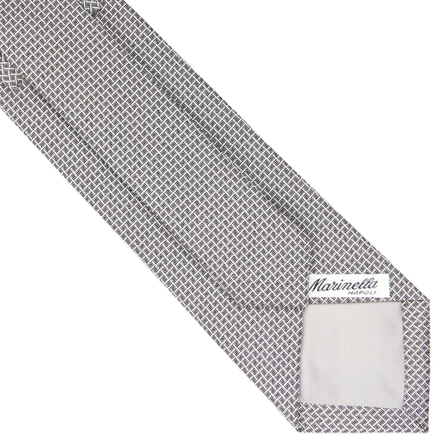 E.Marinella CRAVATTE|Cravatte In Seta Jacquard|CRAVATTA CERIMONIA IN SETA JACQUARD GRIGIO CHIARO Microfantasia geometrica