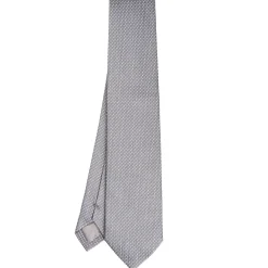 E.Marinella Cravatte In Seta Jacquard|CRAVATTE|CRAVATTA CERIMONIA IN SETA JACQUARD GRIGIO SCURO Microfantasia geometrica