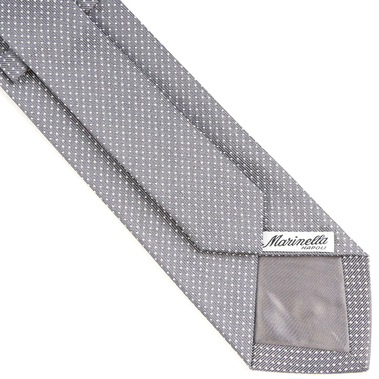 E.Marinella Cravatte In Seta Jacquard|CRAVATTE|CRAVATTA CERIMONIA IN SETA JACQUARD GRIGIO SCURO Microfantasia geometrica