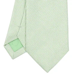 E.Marinella Cravatte In Seta Jacquard|CRAVATTE|CRAVATTA CERIMONIA IN SETA JACQUARD VERDE CHIARO Microfantasia geometrica