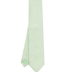 E.Marinella Cravatte In Seta Jacquard|CRAVATTE|CRAVATTA CERIMONIA IN SETA JACQUARD VERDE CHIARO Microfantasia geometrica