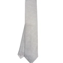 E.Marinella CRAVATTE|CRAVATTA CERIMONIA IN SETA JACQUARD GRIGIO CHIARO Microfantasia geometrica