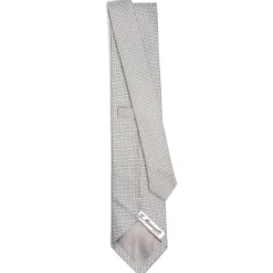 E.Marinella CRAVATTE|CRAVATTA CERIMONIA IN SETA JACQUARD GRIGIO CHIARO Microfantasia geometrica