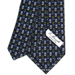 E.Marinella CRAVATTE|CRAVATTA CLASSICA CON ETICHETTA FESTA DEL PAPA' In seta blu scuro