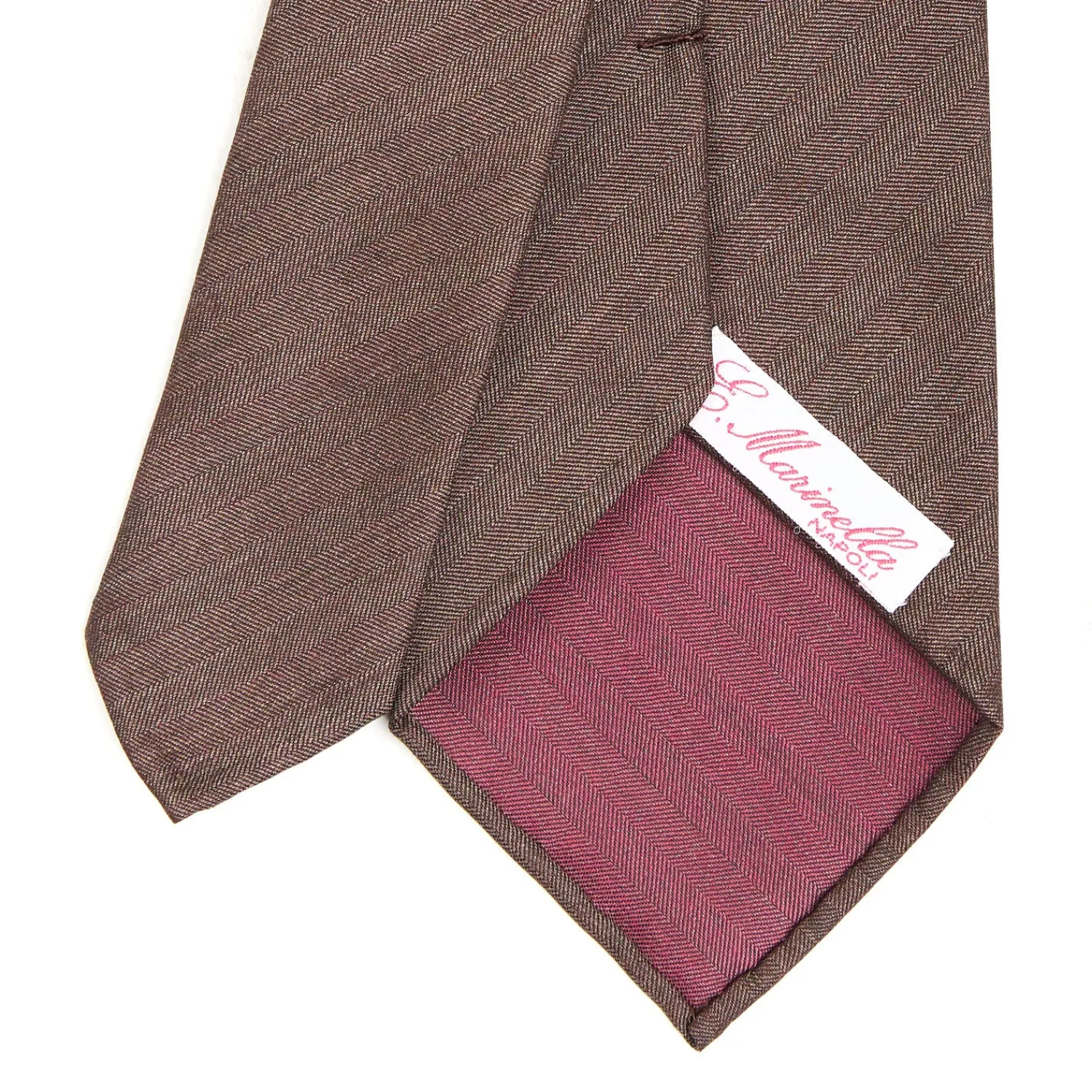 E.Marinella CRAVATTE|CRAVATTA CLASSICA DONNA IN LANA SFODERATA MARRONE BORDEAUX Bicolore