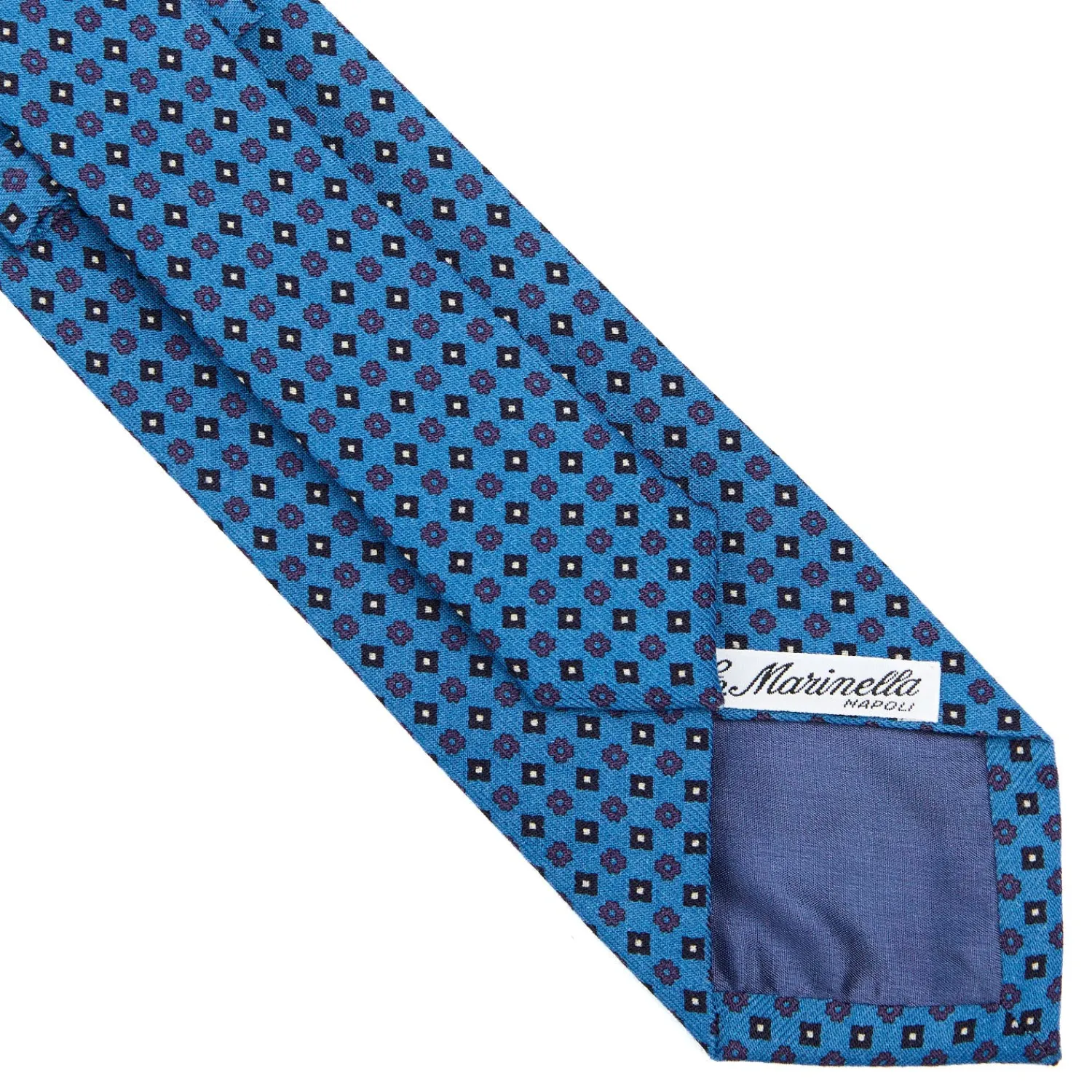E.Marinella CRAVATTE|Cravatte In Lana E Cashmere|CRAVATTA CLASSICA IN LANA AZZURRA Microfantasia fiore