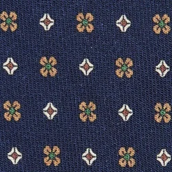 E.Marinella CRAVATTE|Cravatte In Lana E Cashmere|CRAVATTA CLASSICA IN LANA BLU Microfantasia fiore