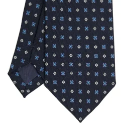 E.Marinella CRAVATTE|Cravatte In Lana E Cashmere|CRAVATTA CLASSICA IN LANA BLU SCURO Microfantasia fiore