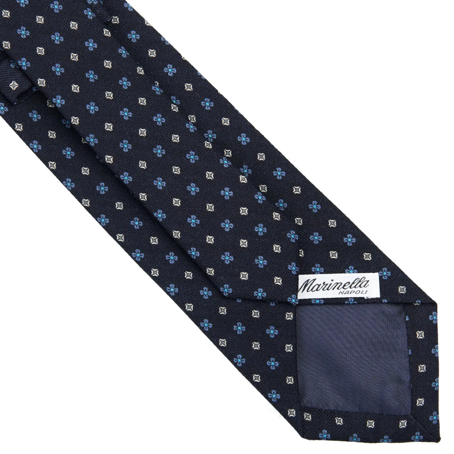 E.Marinella CRAVATTE|Cravatte In Lana E Cashmere|CRAVATTA CLASSICA IN LANA BLU SCURO Microfantasia fiore