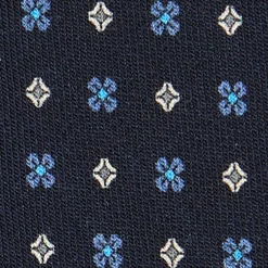 E.Marinella CRAVATTE|Cravatte In Lana E Cashmere|CRAVATTA CLASSICA IN LANA BLU SCURO Microfantasia fiore