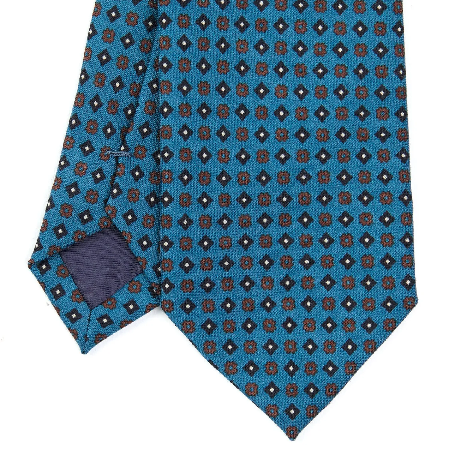 E.Marinella CRAVATTE|Cravatte In Lana E Cashmere|CRAVATTA CLASSICA IN LANA BLU MEDIO Microfantasia fiore
